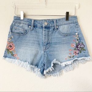 Mossimo High Rise Embroidered Boho Denim Shorts